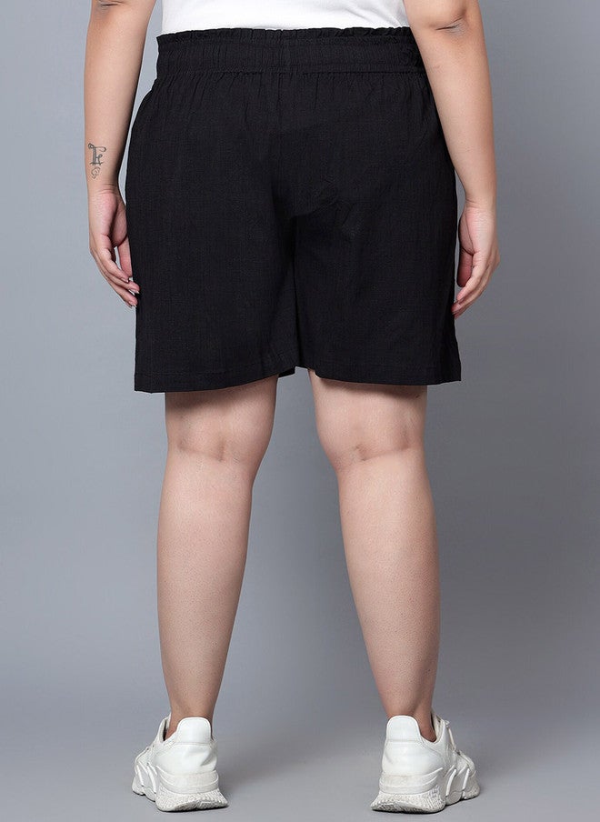 Indietoga Women Plus Size Cotton High-Rise Stretchable Shorts - Image 4